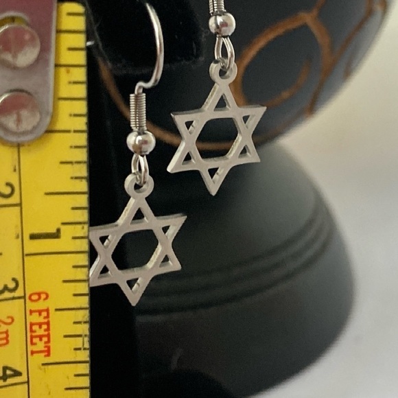 Star of David Stainless Steel Dangle Earrings HYPOALLERGENIC - Picture 8 of 8